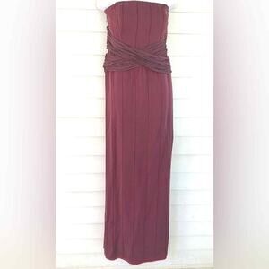 Caroline Herrera NY Vintage NEW Strapless Silk Chiffon Deep Red Dress Gown 12
